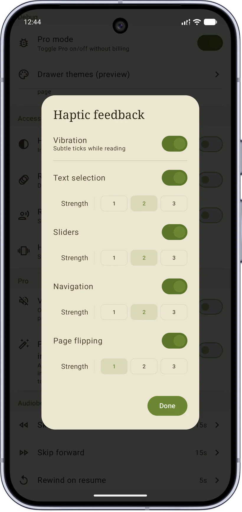 Page-flip haptics