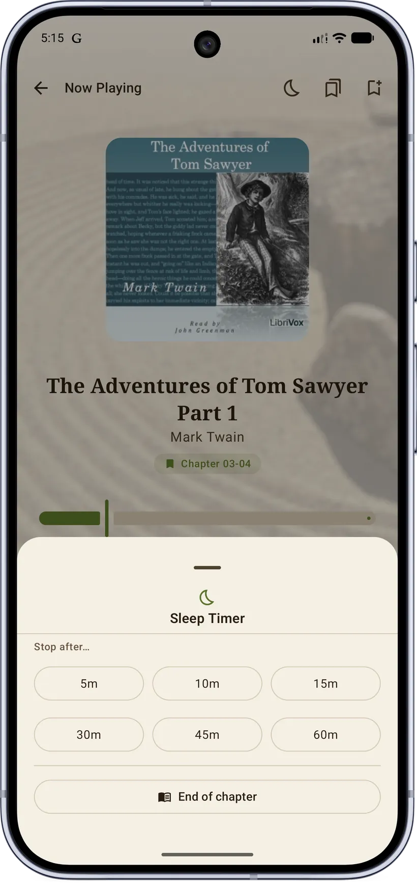 The audiobook sleep timer