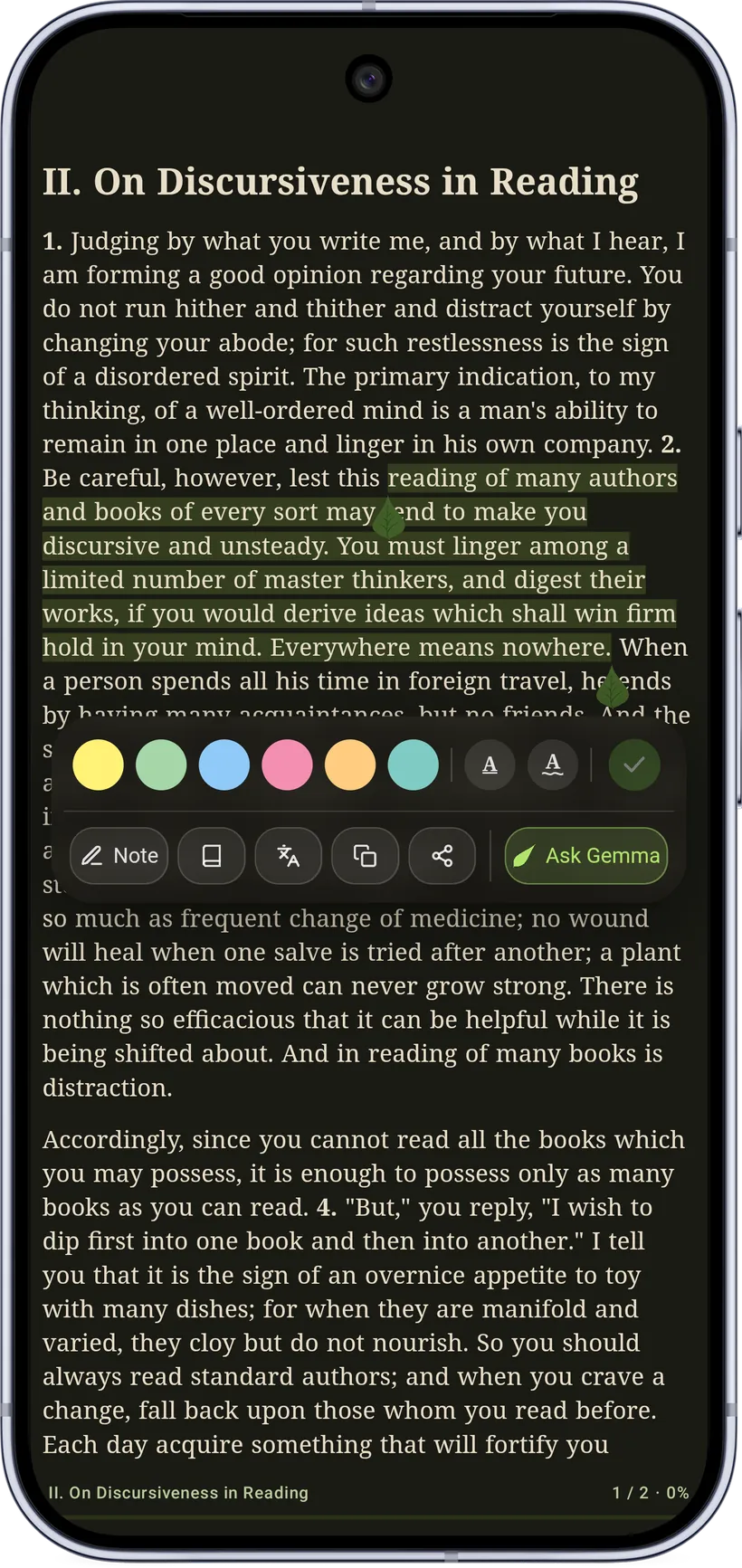 Text selection on a dark page