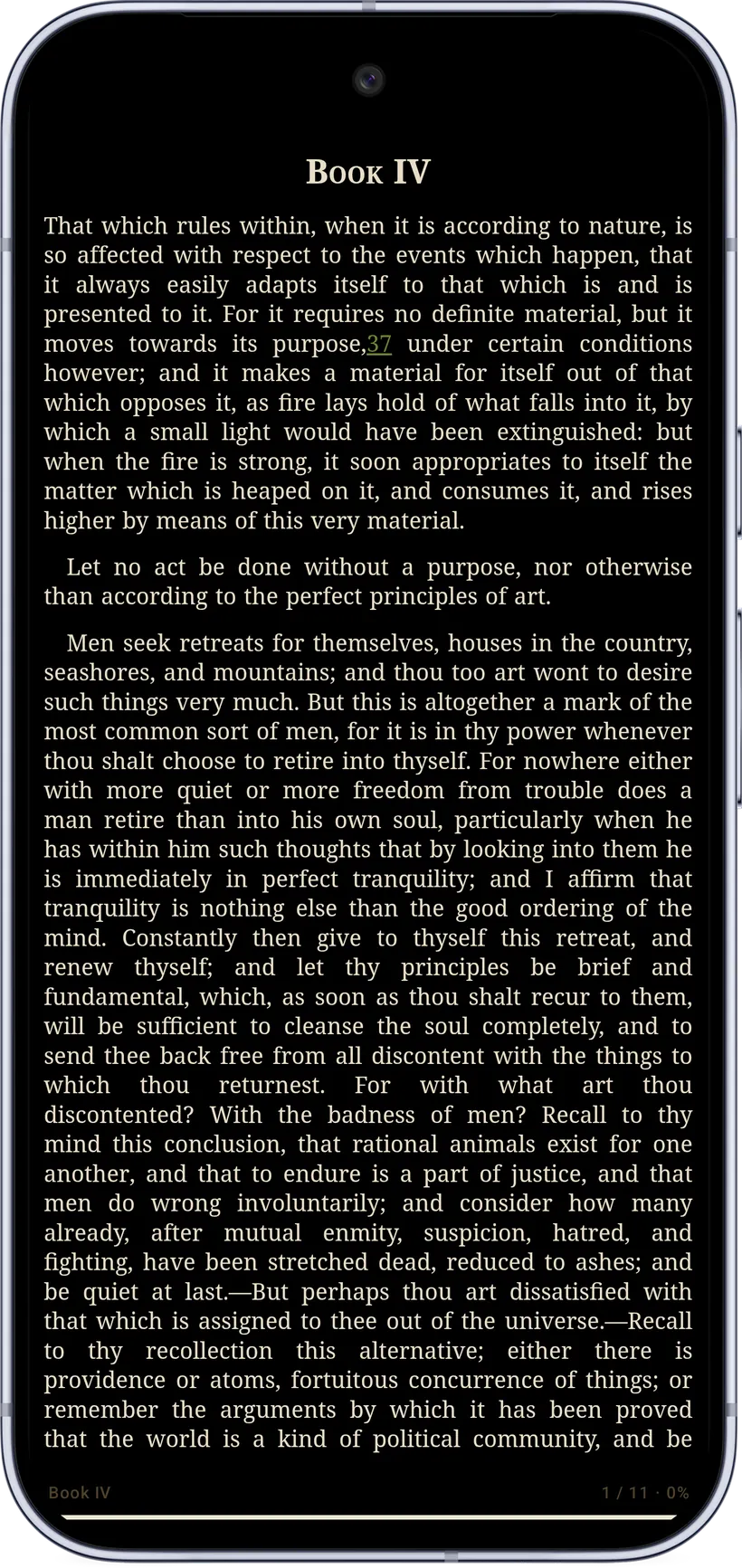 An immersive OLED dark reading page